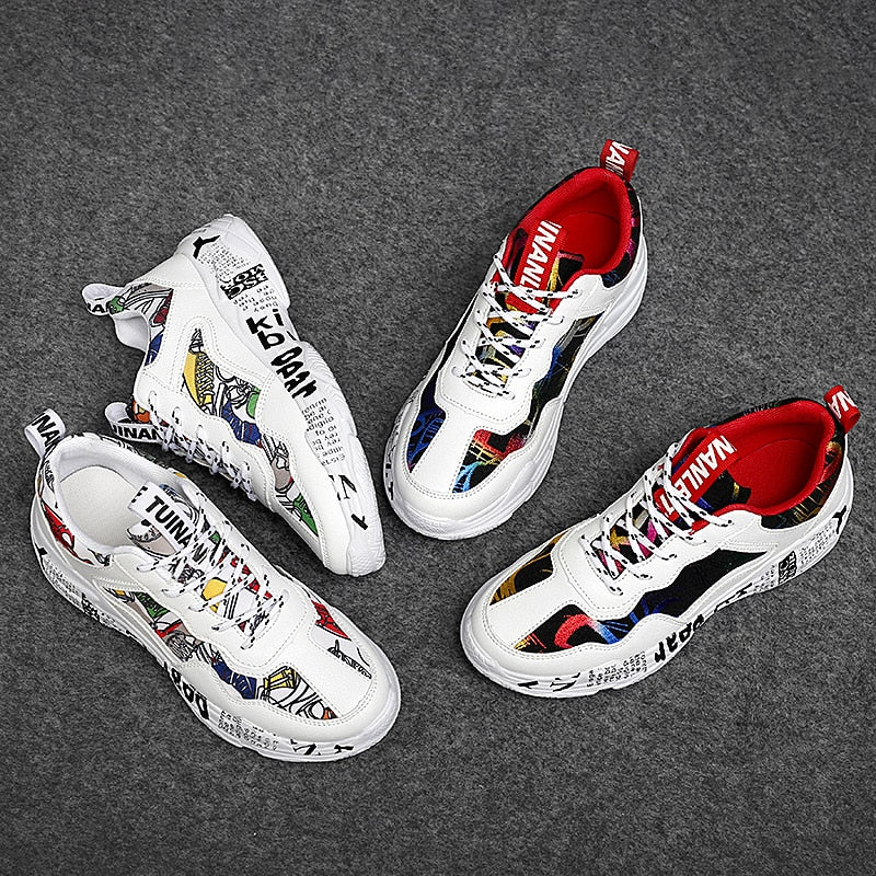 TUINANLE zapatillas de deporte mujer primavera Casual zapatos de moda tamaño 35-43 Graffiti señoras zapatos vulcanizados zapatillas blancas zapatos de amante