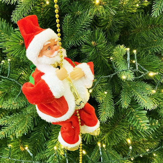 Cuentas de escalada eléctricas Papá Noel con música Papá Noel subiendo las escaleras decoración del árbol de Navidad escalada repetida para regalo de niños