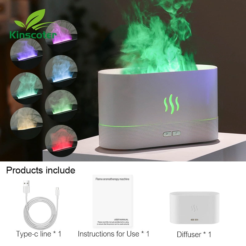 Kinscoter-difusor de Aroma, humidificador de aire ultrasónico, máquina de niebla, nebulizador, lámpara Led de llama de aceite esencial, Difusor