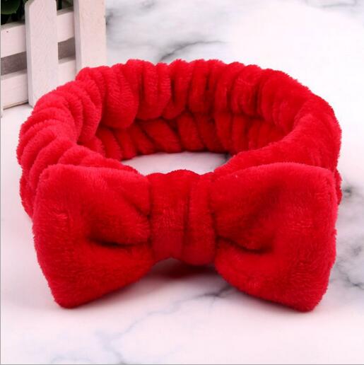 Flannel Cosmetic Headbands Soft Bowknot Elastic Hair Band Hairlace for Washing Face Shower Spa Makeup Tools
