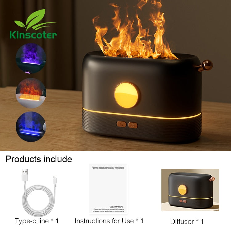 Kinscoter-difusor de Aroma, humidificador de aire ultrasónico, máquina de niebla, nebulizador, lámpara Led de llama de aceite esencial, Difusor