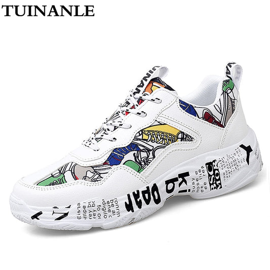 TUINANLE zapatillas de deporte mujer primavera Casual zapatos de moda tamaño 35-43 Graffiti señoras zapatos vulcanizados zapatillas blancas zapatos de amante